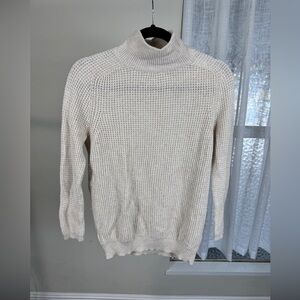 Knit Turtleneck Sweater, Large, Cream Pullover Top